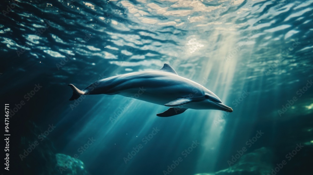 Fototapeta premium Dolphin Swimming in the Ocean
