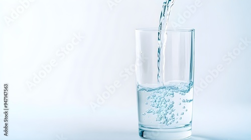 Glass of Water Pouring, Refreshing Drink, Hydration