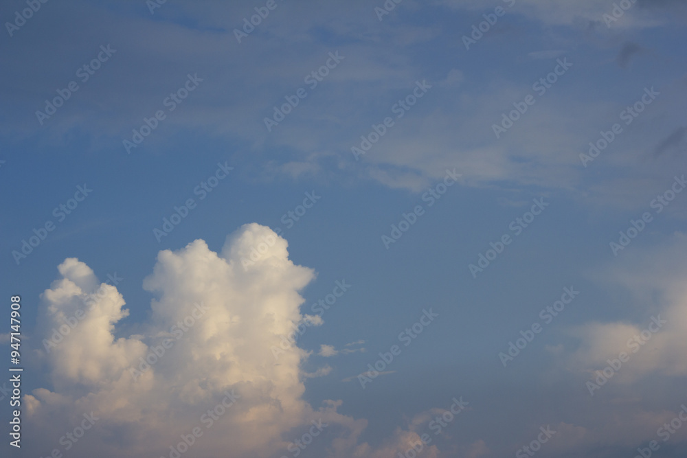 It is a sunset sky with puffy clouds.
It is a sunset sky with puffy clouds.