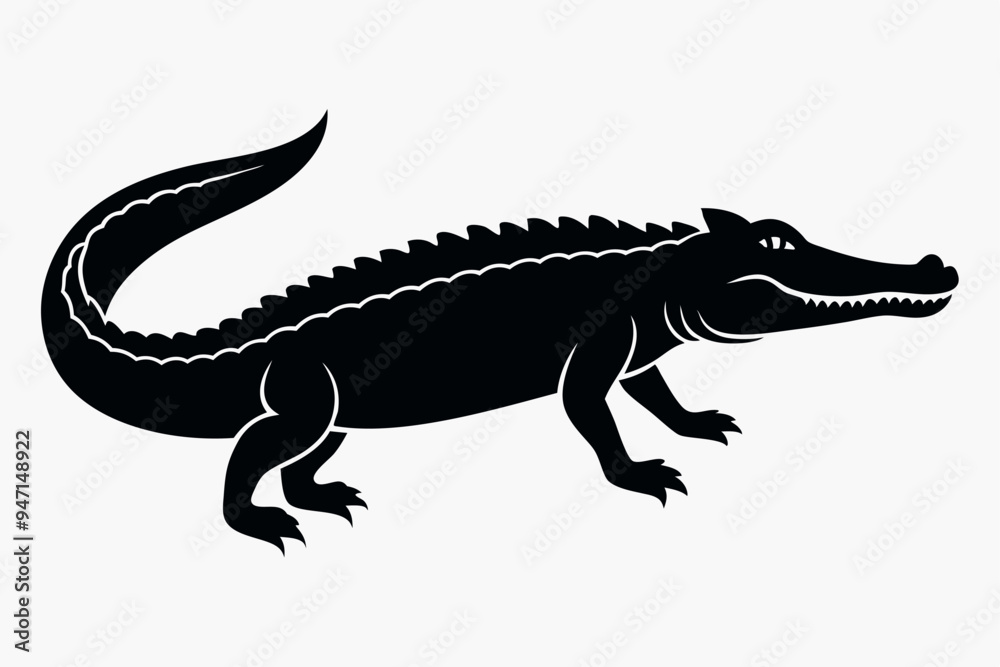 Crocodile silhouette vector illustration.
Crocodile silhouette vector illustration.