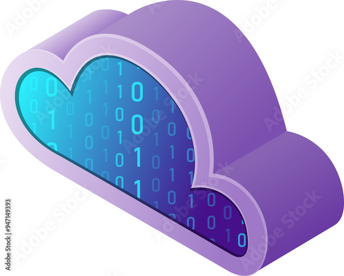 Isometric illustration web computer technology symbol web cloud