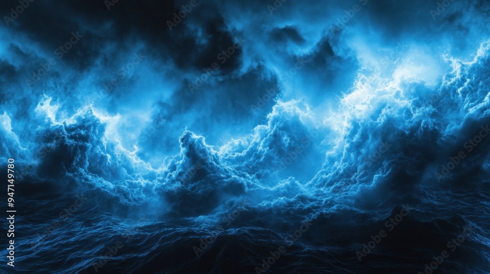 Blue Storm Clouds over the Ocean Blue Storm Clouds over the Ocean