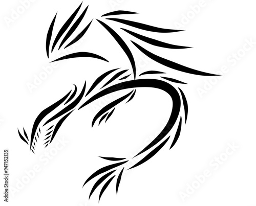 dragon doodle tribal line art for tattoo, printing, or decoration