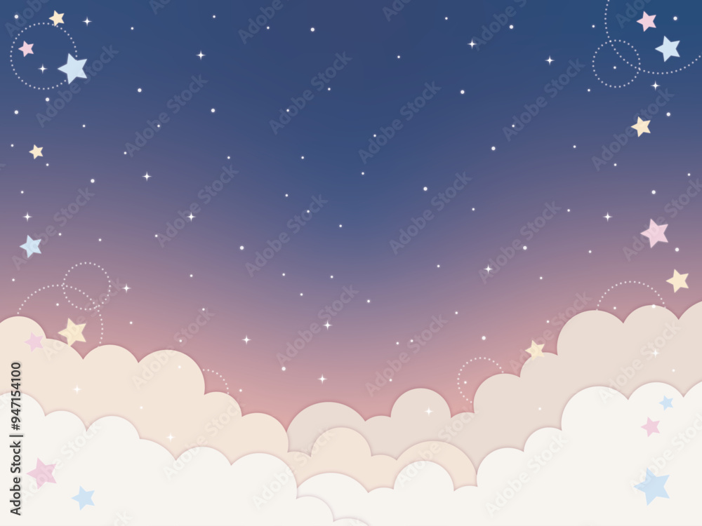 パステルカラーのきらきら星空背景2 パステルカラーのきらきら星空背景2