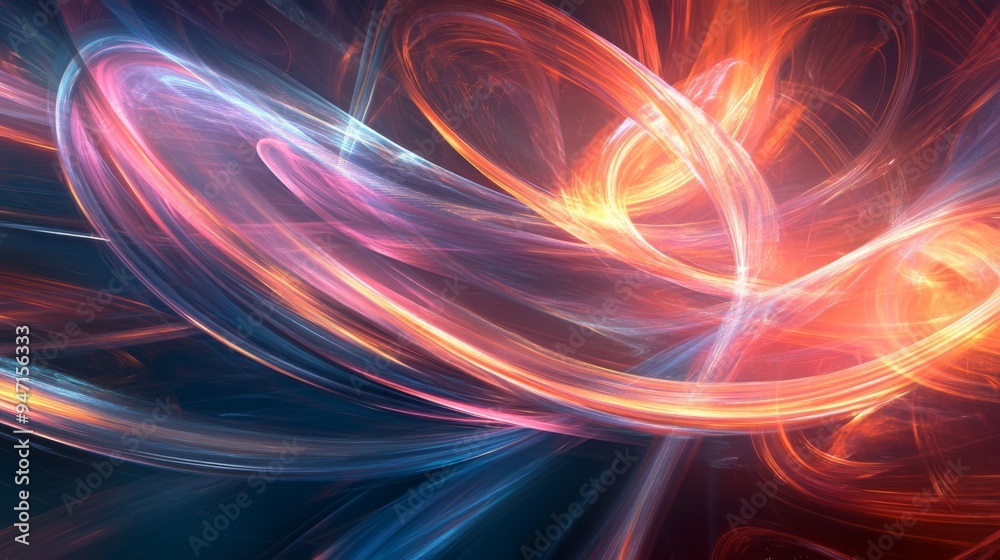 Surreal abstract composition with intertwining light trails and shimmering reflections, creating a dreamlike atmosphere Surreal abstract composition with intertwining light trails and shimmering reflections, creating a dreamlike atmosphere