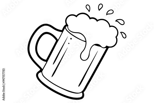 beer glass line art vector, beer glass bottle icon symbol. beer vector illustration

