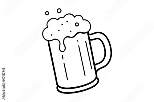 beer glass line art vector, beer glass bottle icon symbol. beer vector illustration

