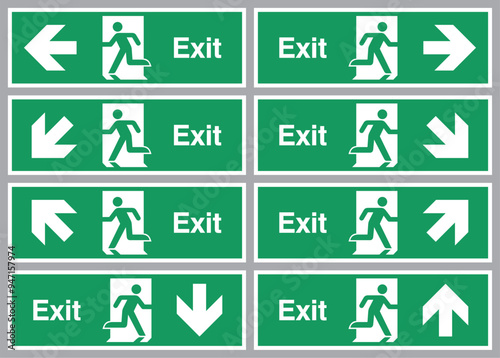 Emergency Escape Sign Symbols Exit routes