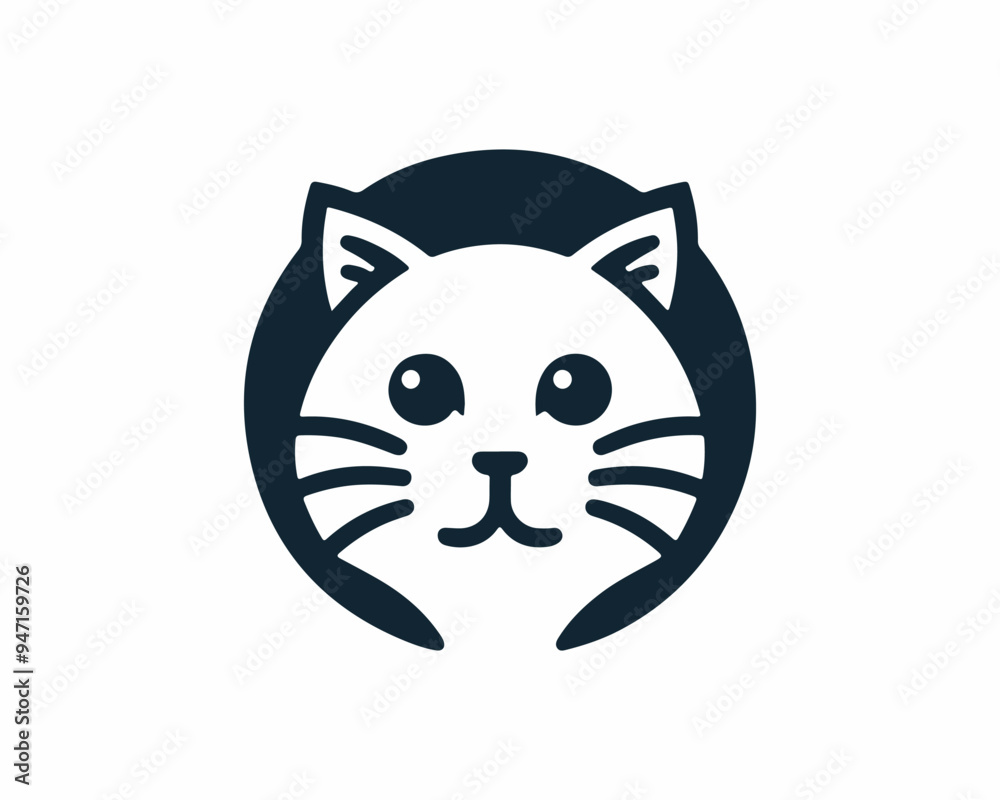 Cat head icon. Cartoon Cat face. Vector illustration. Silhouette simple. Animal Logotype concept. Cat Logo design template. Cat head icon. Cartoon Cat face. Vector illustration. Silhouette simple. Animal Logotype concept. Cat Logo design template.