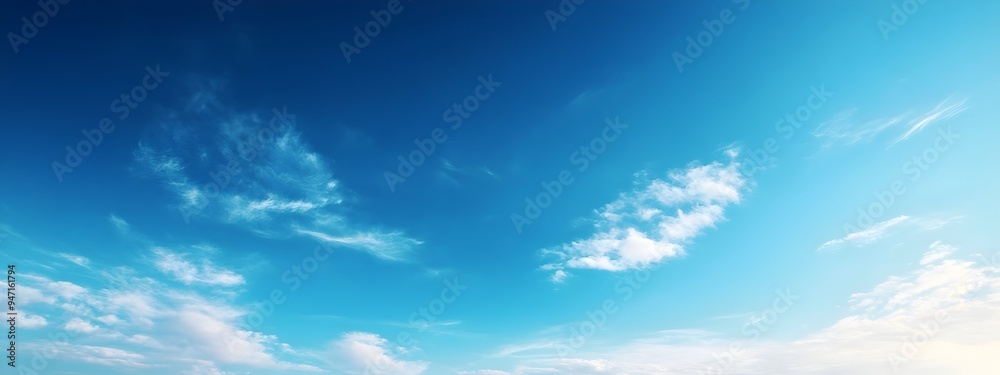 Beautiful Tranquil Blue Sky with Wispy Clouds Landscape Scenery Beautiful Tranquil Blue Sky with Wispy Clouds Landscape Scenery