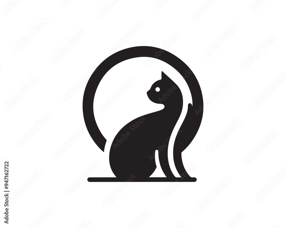 Obraz premium black cat silhouette logo