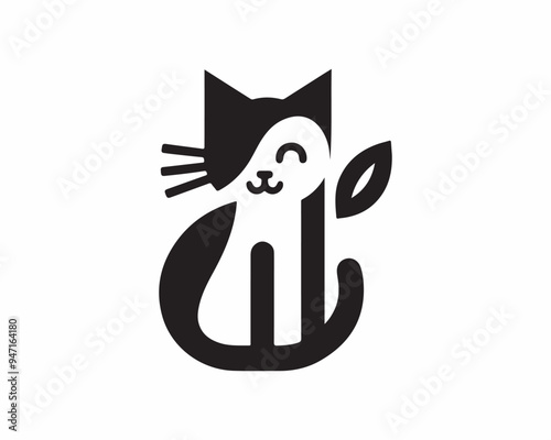 Silhouette Cat logo design icon symbol illustration