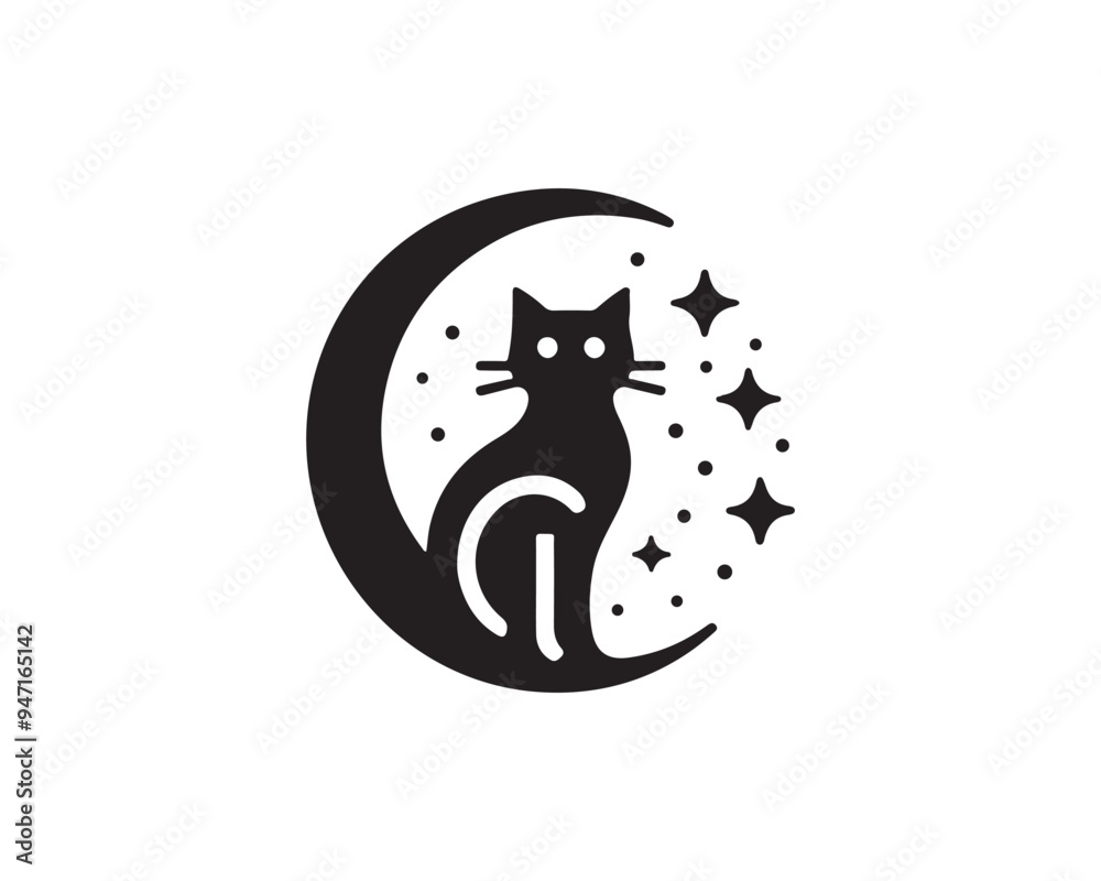 Silhouette Cat logo design icon symbol illustration Silhouette Cat logo design icon symbol illustration