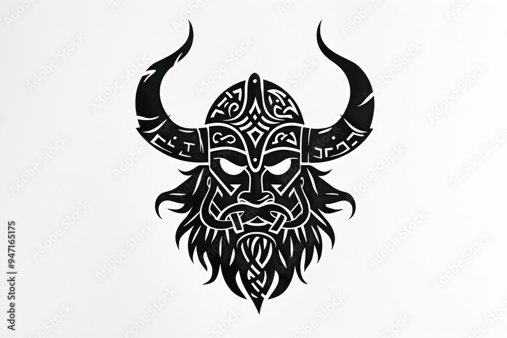 A black and white drawing of a horned head, suitable for use in fantasy or mythology-themed projects A black and white drawing of a horned head, suitable for use in fantasy or mythology-themed projects