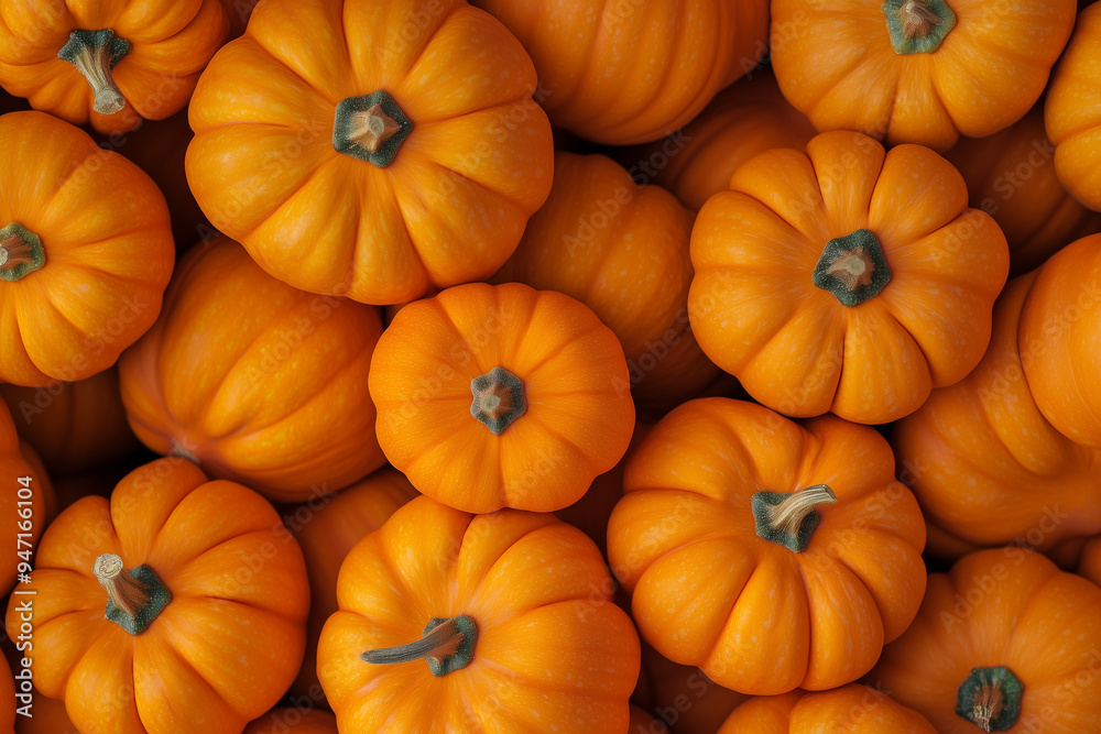 Close-up of small orange pumpkins with green stems. Autumn harvest and Thanksgiving concept. Close-up of small orange pumpkins with green stems. Autumn harvest and Thanksgiving concept.