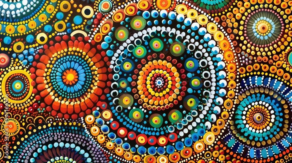 Abstract Painting of Multicolored Concentric Circles Abstract Painting of Multicolored Concentric Circles