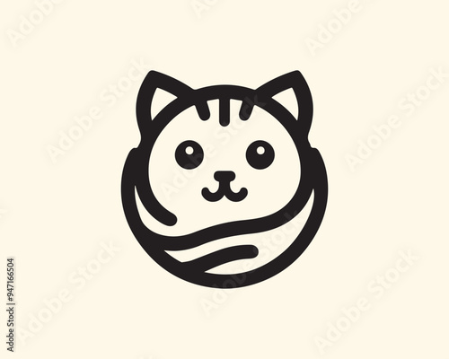 Cute cat logo design vector template