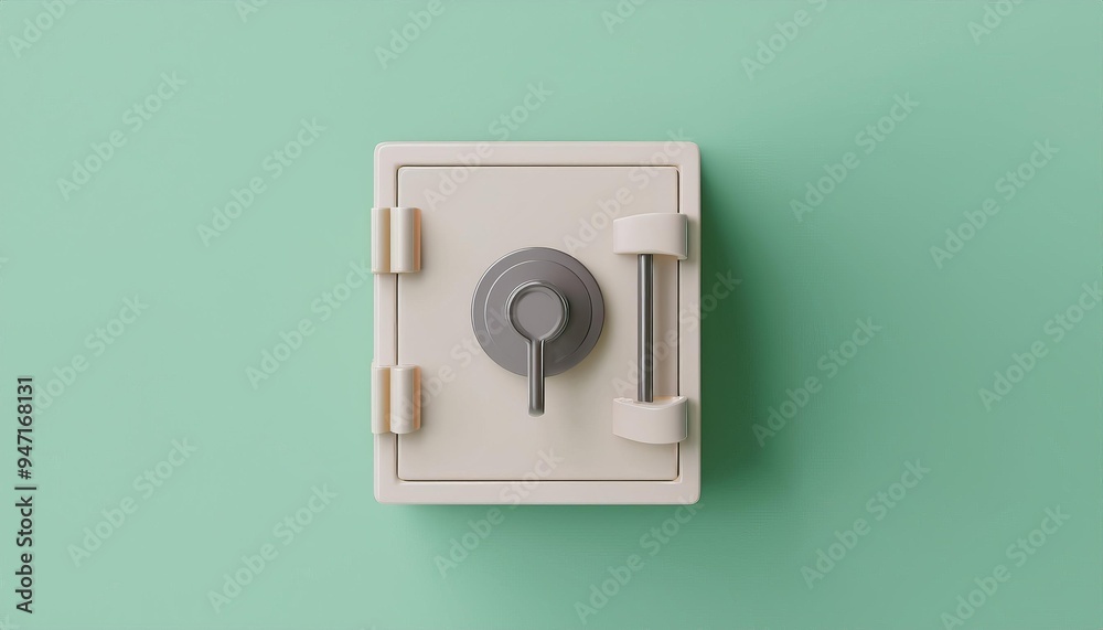 Secure beige safe with a combination lock against a green background. Ideal for security and protection-related themes. Secure beige safe with a combination lock against a green background. Ideal for security and protection-related themes.
