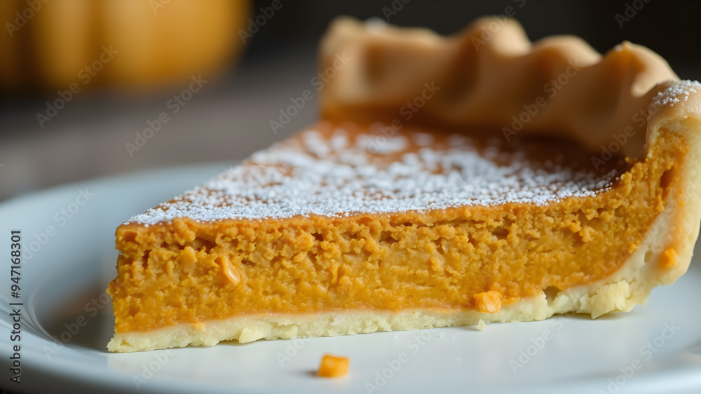Close up of crust of whole pumpkin pie. Generative AI Close up of crust of whole pumpkin pie. Generative AI