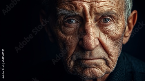 Close-Up Portrait of an Older Man with Wrinkles