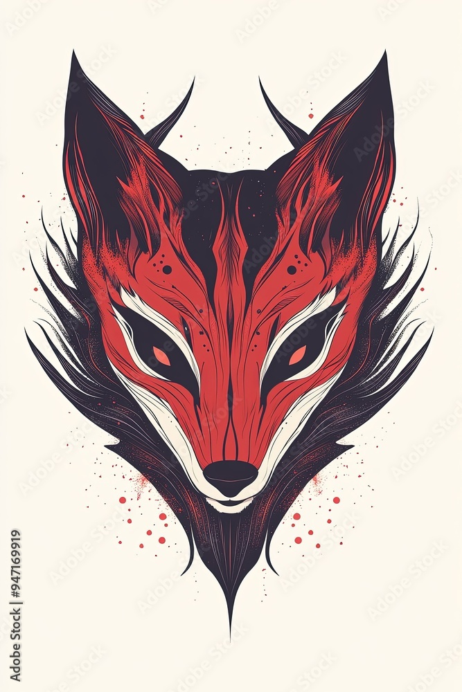 Fototapeta premium Red Fox Head Vector Illustration Animal Portrait Graphic Design