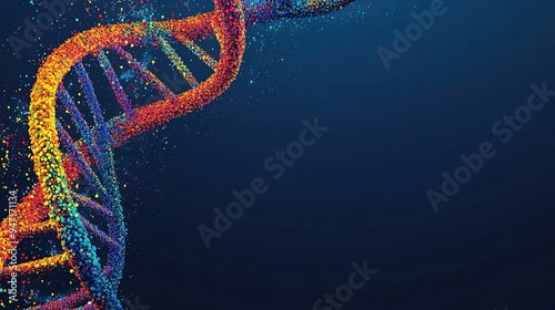 Abstract DNA Structure  Colorful Particle Helix  Science Background