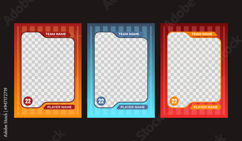 Essential frames for sports card templates, perfect for game design. Vector illustration on a dark background