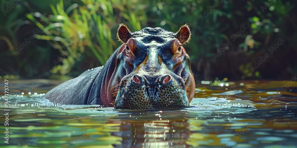Fototapeta premium Water-Dwelling Hippopotamus