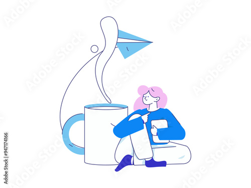 Flat vector illustration of business people operating work scene
