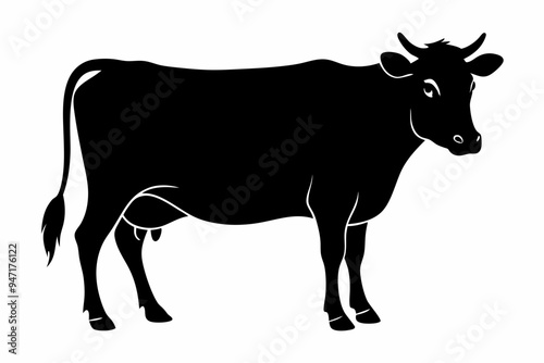 cow silhouette, cow vector illustration, bull, cow icon 