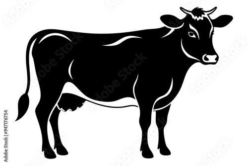 Cattle cow silhouette, cow vector illustration, bull, cow icon 