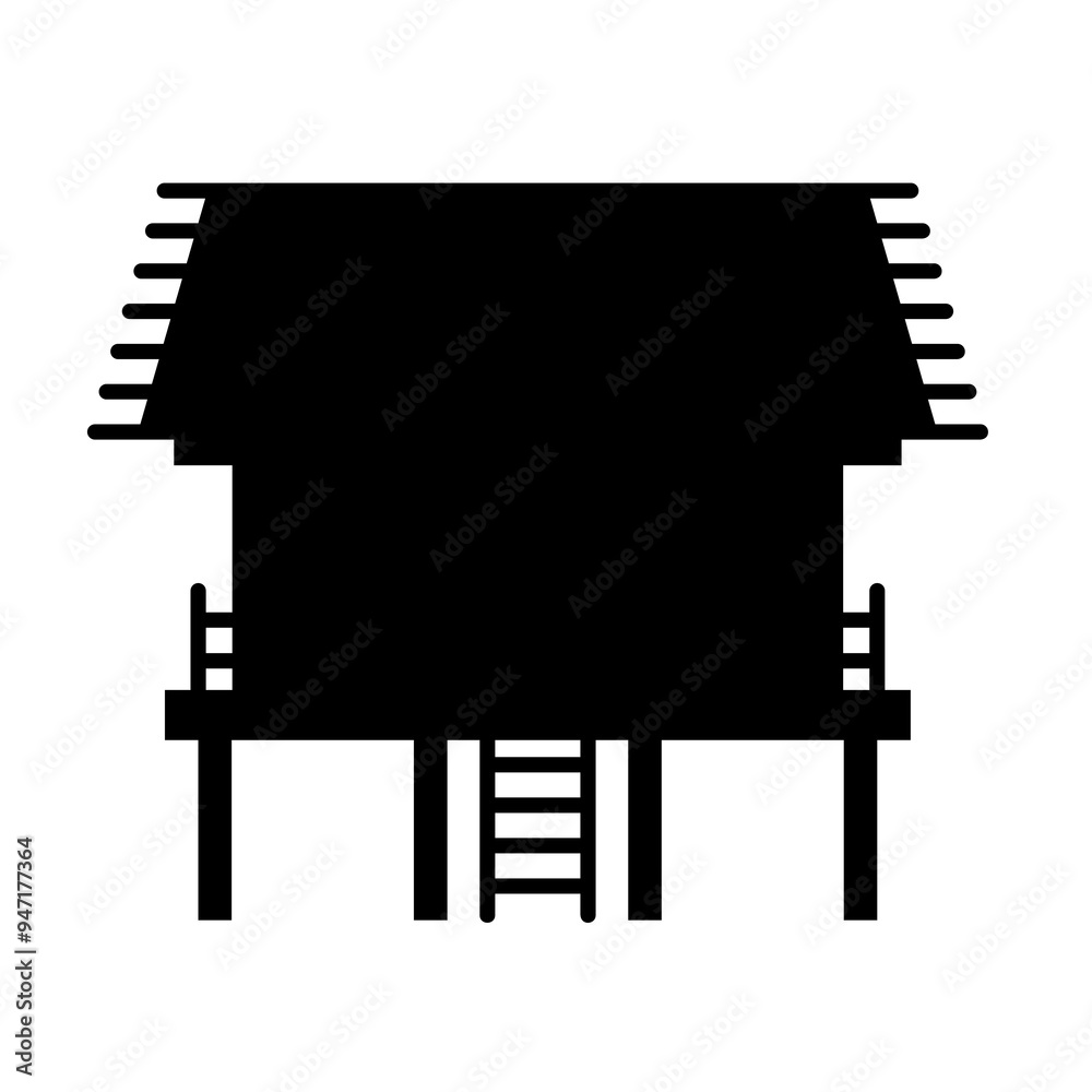 Dayak traditional house vector design template elements, ancient architecture of indonesia, rumah adat dayak black silhouette illustration Dayak traditional house vector design template elements, ancient architecture of indonesia, rumah adat dayak black silhouette illustration