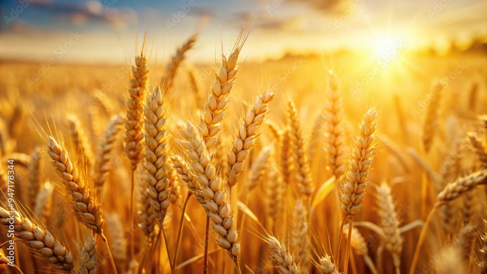Close-up of golden wheat field under the sunlight, agriculture, crop, nature, organic, farming, harvest, bread, grain, rural, food, plant Close-up of golden wheat field under the sunlight, agriculture, crop, nature, organic, farming, harvest, bread, grain, rural, food, plant