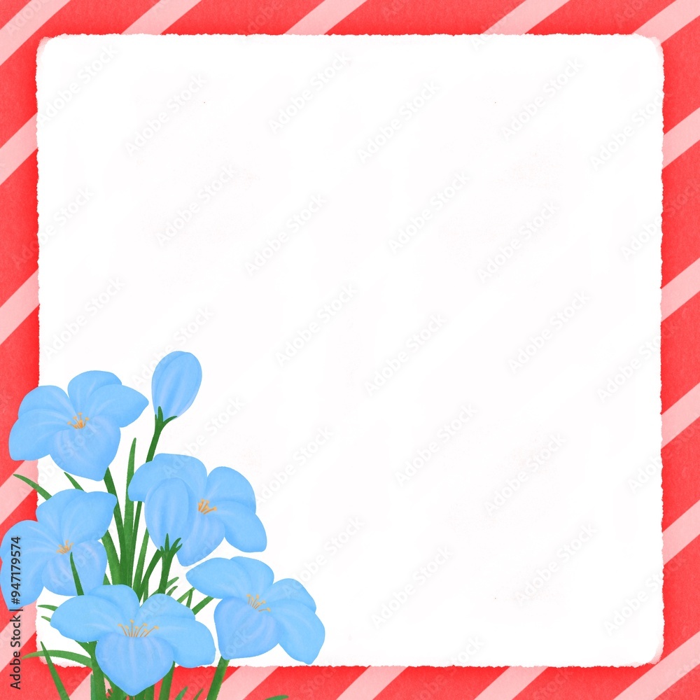 Naklejka premium blue zephyrthis white note paper red frame