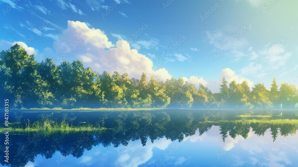 Fototapeta premium 静寂の湖畔の朝3