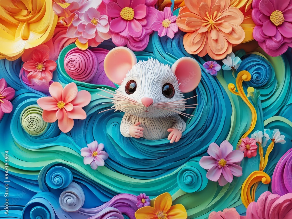 Whimsical Claymation Rat in Vibrant Pastel 3D - Elegant Luxury Animation Cartoon Whimsical Claymation Rat in Vibrant Pastel 3D - Elegant Luxury Animation Cartoon