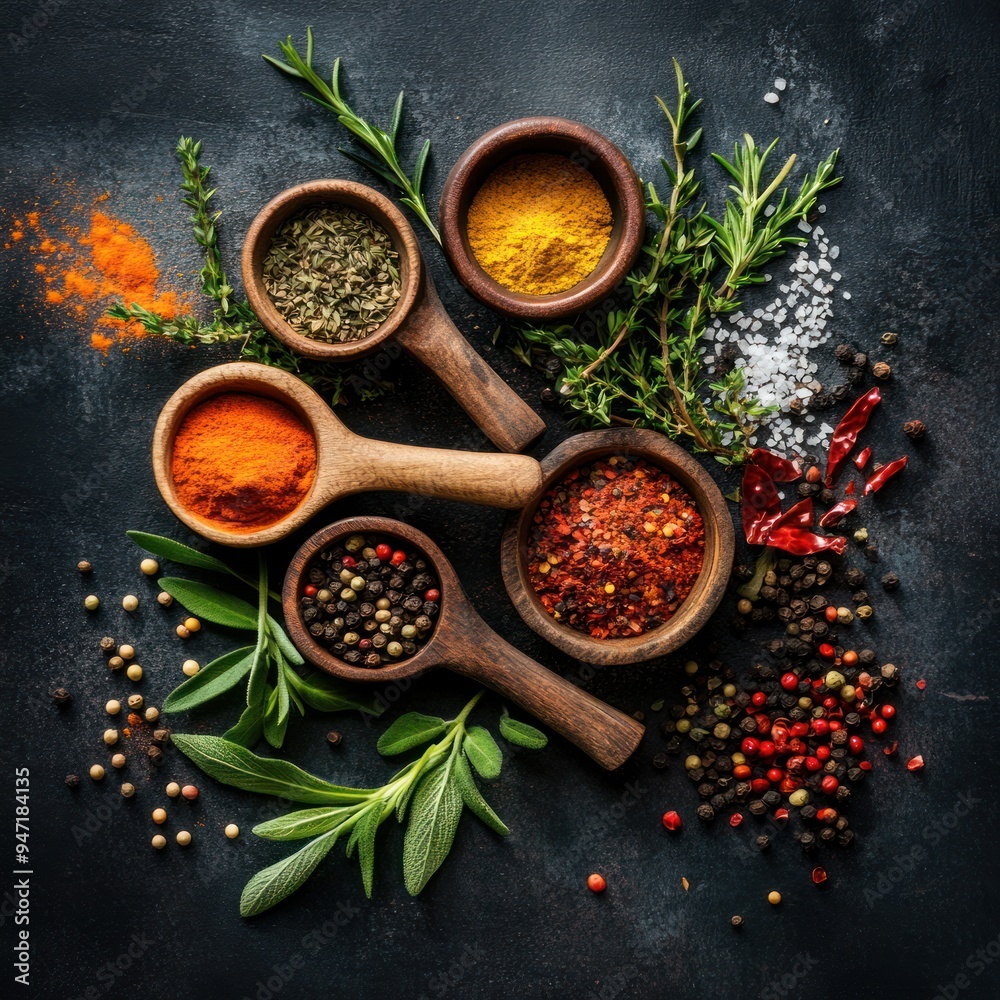 Seasoning food with fresh herbs and spices Seasoning food with fresh herbs and spices