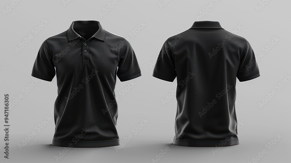 Versatile Black Polo Shirts - Front and Back View Versatile Black Polo Shirts - Front and Back View