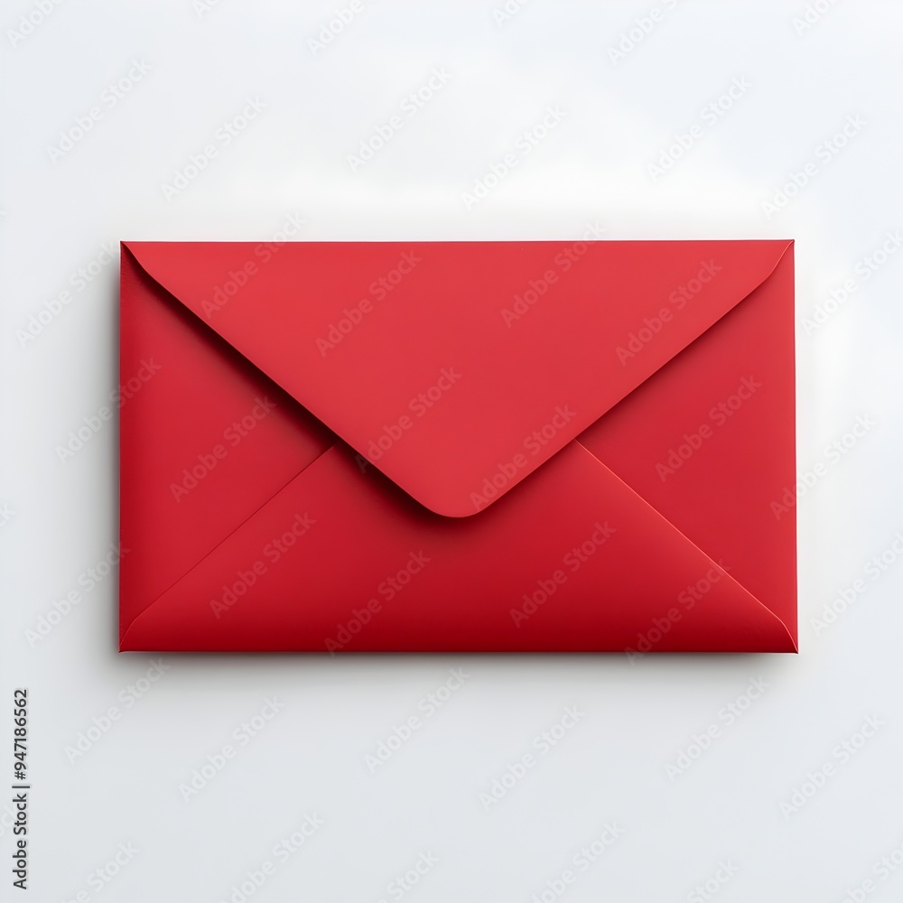 Red Envelope on Plain White Background for Greeting Card or Invitation Red Envelope on Plain White Background for Greeting Card or Invitation