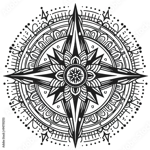 A compass rose mandala vector
