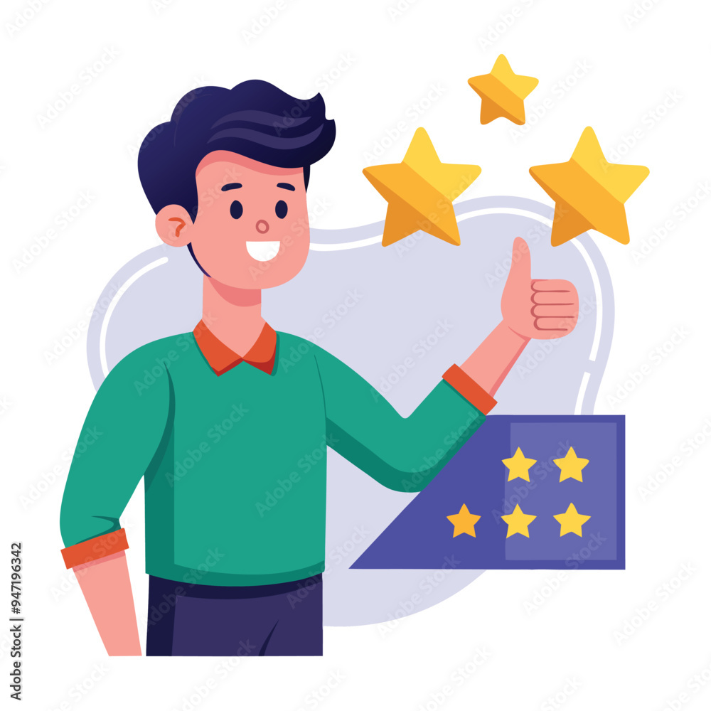 Customer Satisfaction and 5-Star Rating Concept Illustration Customer Satisfaction and 5-Star Rating Concept Illustration