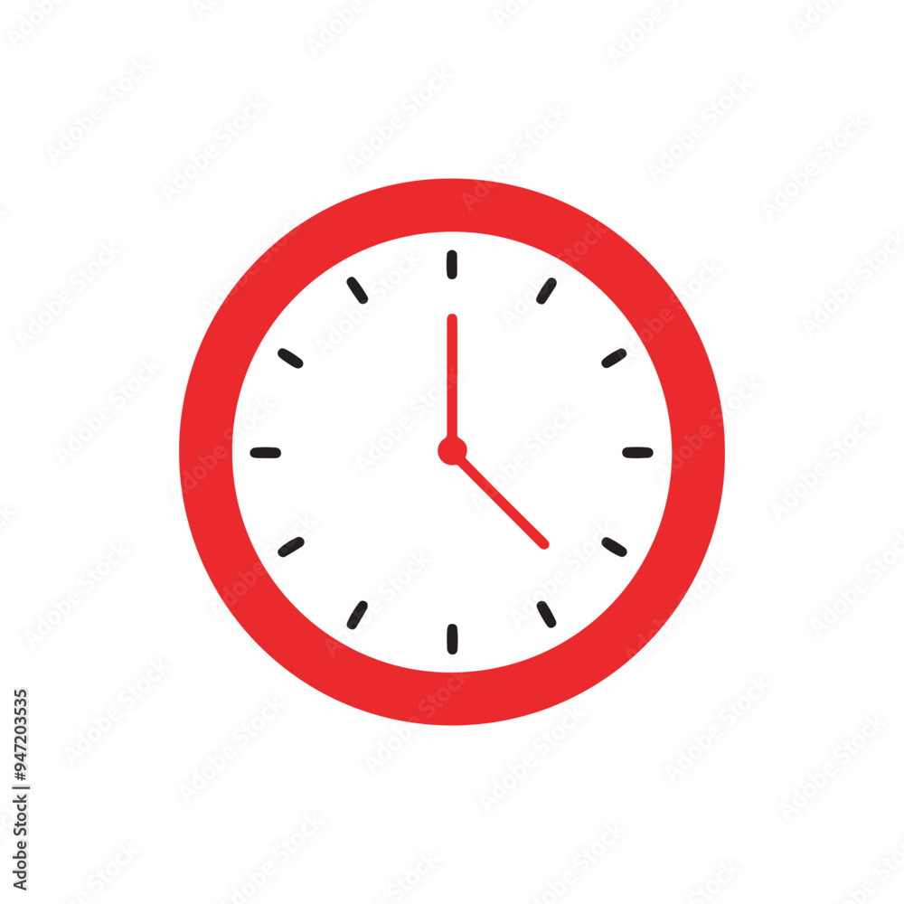 Flat clock icon isolated on white background. Vector Illustration. Flat clock icon isolated on white background. Vector Illustration.