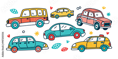 vector set of cars, vehicles, transport