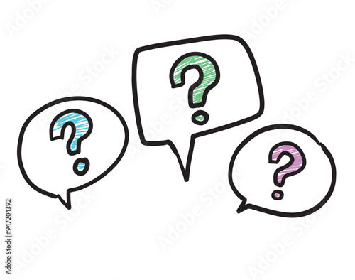 Question, Problems Collection of hand drawn business worker icons. Vector illustration.	