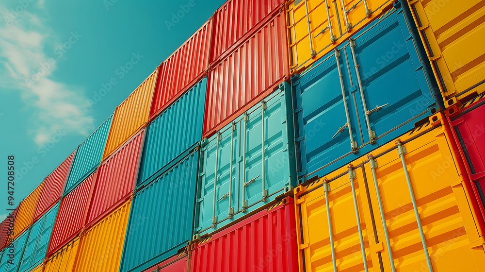Fototapeta premium Stacked Shipping Containers 