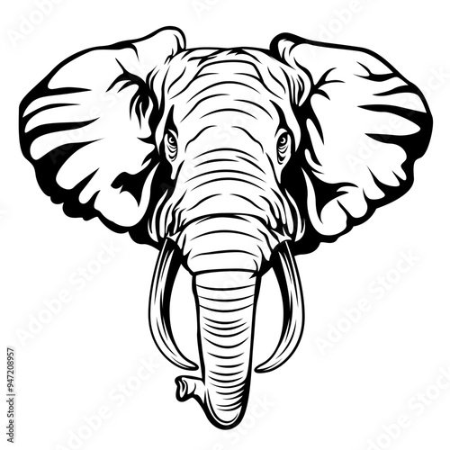 Elephant| Elephant Head | Wildlife | Elephant Face | Big Mammal | Biggest Land Animal | Zoo Animal | Wild Animal | Original Illustration | Vector and Clipart | Cutfile and Stencil