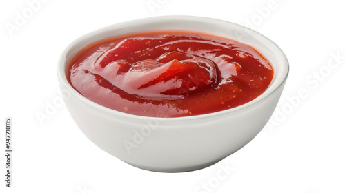 Tomato sauce ketchup in bowl isolated on white background