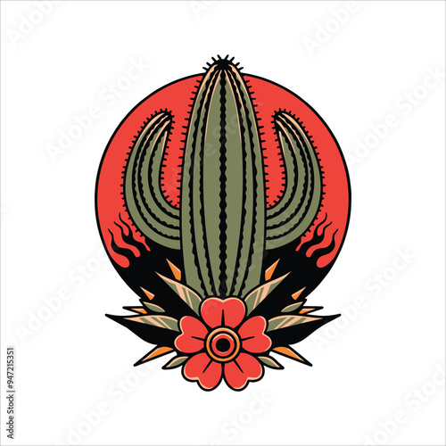 nice cactus tattoo vector design