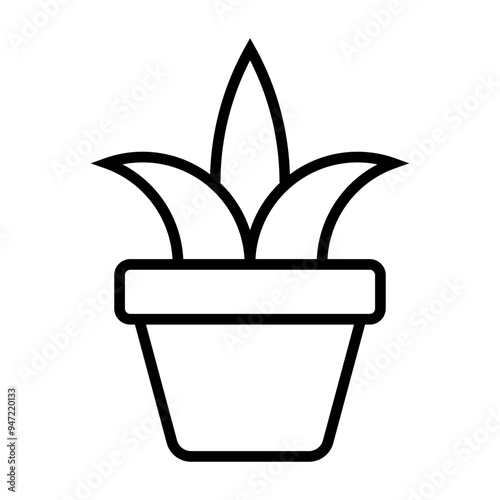 Succulent Cactus Plant Single Icon Outline Style