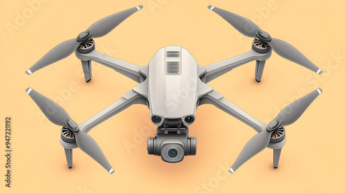 Aerial Fly Drone with Dual Camera Photo and Video RC Modern grey color isometric illustration